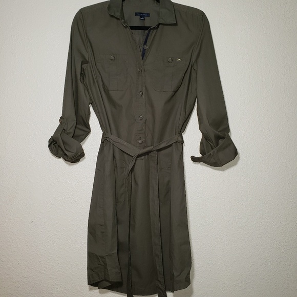 Tommy Hilfiger Dresses & Skirts - TOMMY HILFIGER Army Green Shirt Dress Size M